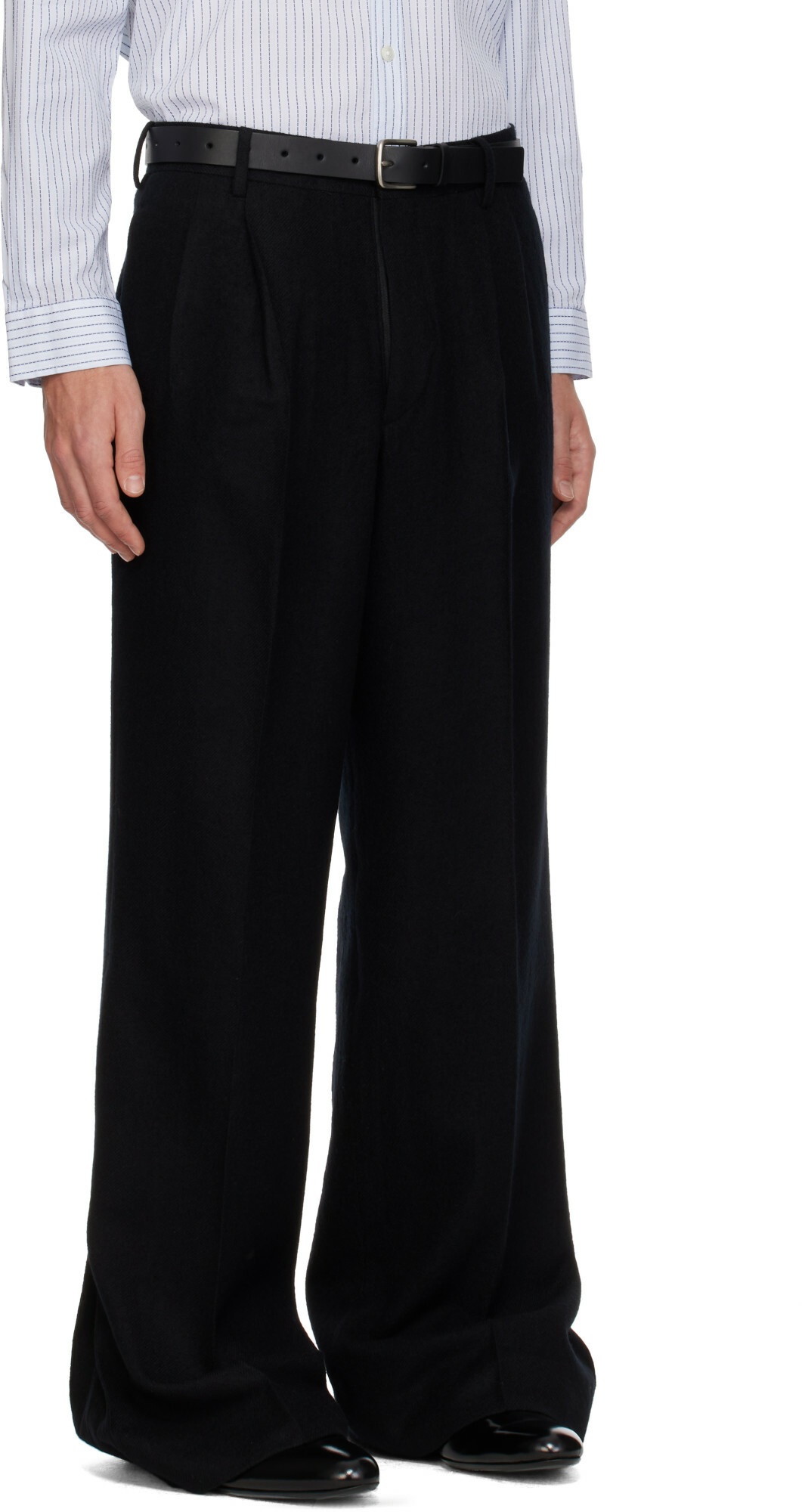 SIRE Black Pleated Tailored Trousers