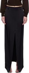 TOM FORD Black Crepe Envers Satin Tailored Maxi Skirt