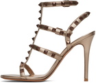 Valentino Garavani Gold Rockstud Cage Heeled Sandals