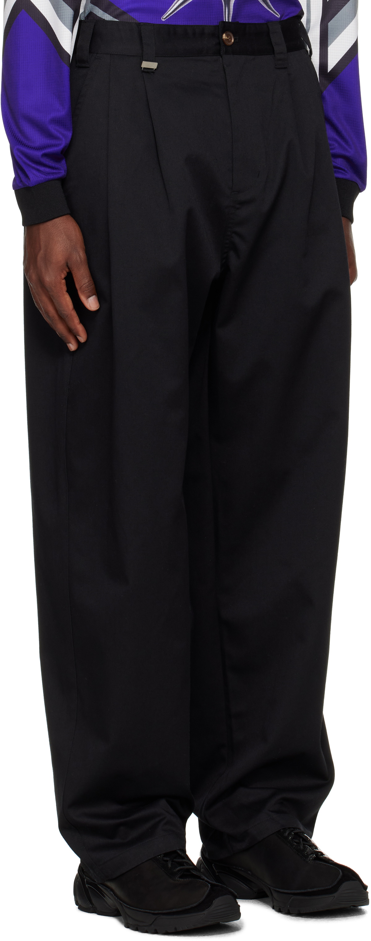 Metalwood Studio Black Elastic Waist Baggy Trousers