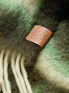 LOEWE - Fringed Leather-Trimmed Jacquard-Knit Scarf