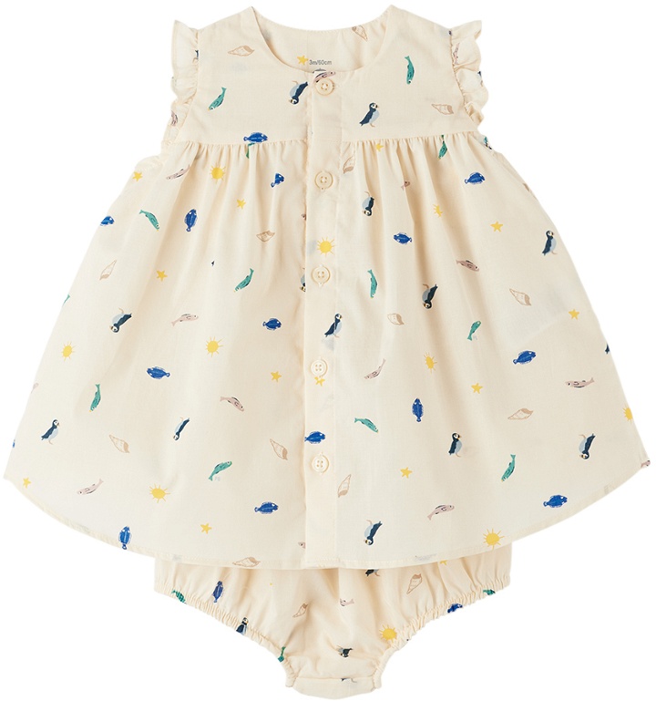 Photo: Petit Bateau Baby Beige Dress & Bloomers Set