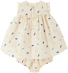 Petit Bateau Baby Beige Dress & Bloomers Set