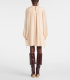 Chloé Gathered floral silk jacquard minidress