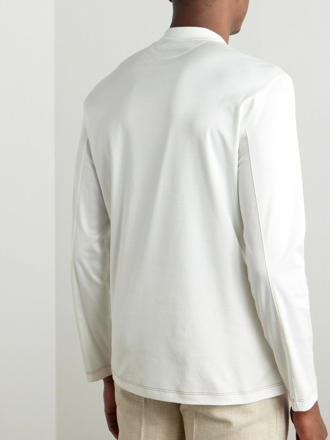 Brunello Cucinelli - Logo-Embroidered Cotton-Jersey Mock Brunello Cucinelli - Logo-Embroidered Cotton-Jersey Mock