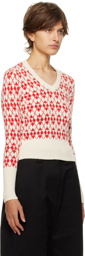 AMI Alexandre Mattiussi Red & Off-White Jacquard Sweater