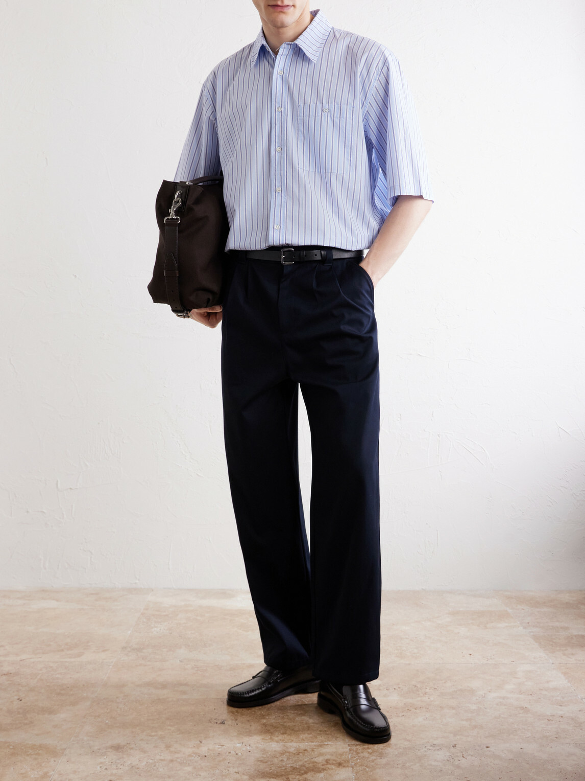 A.P.C. - Ricky Straight-Leg Pleated Organic Cotton Trousers - Blue