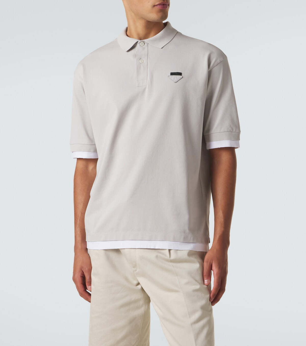 Prada Layered cotton piqué polo shirt