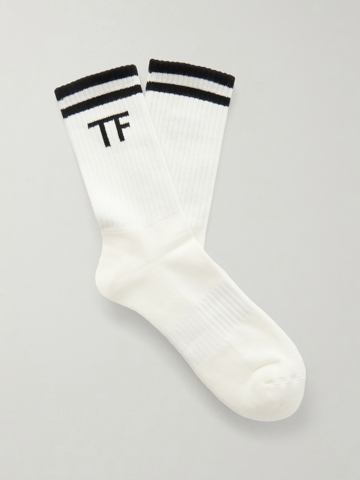 TOM FORD - Ribbed Cotton-Blend Socks - White
