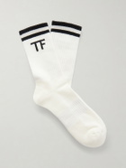 TOM FORD - Ribbed Cotton-Blend Socks - White