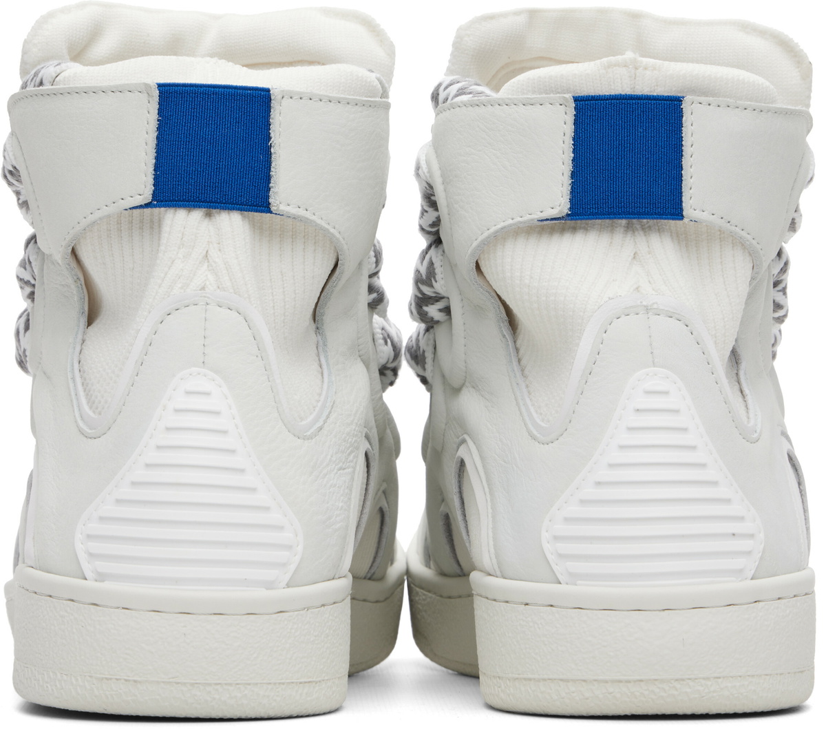 Lanvin White High Top Curb Knit Sneakers