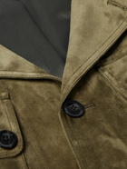 TOM FORD - Leather-Trimmed Suede Field Jacket - Green