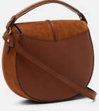 DeMellier Siena leather-trimmed suede crossbody bag