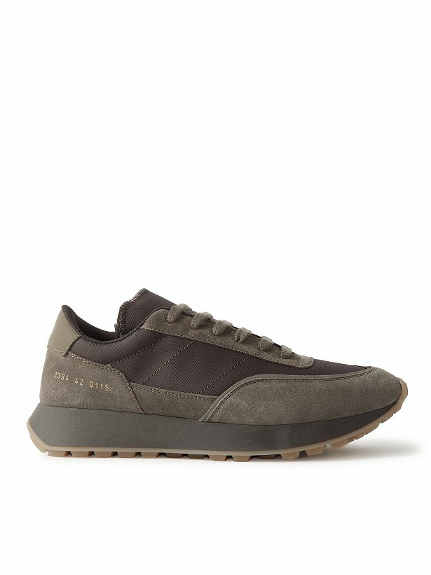 Photo: Common Projects - Track Technical Leather-Trimmed Suede and Shell Sneakers - Brown