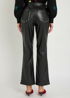 Never Fully Dressed Stud-embellished Faux Leather Trousers Black