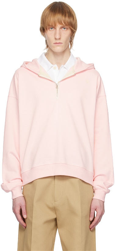 Photo: Recto SSENSE Exclusive Pink Embroidered Hoodie