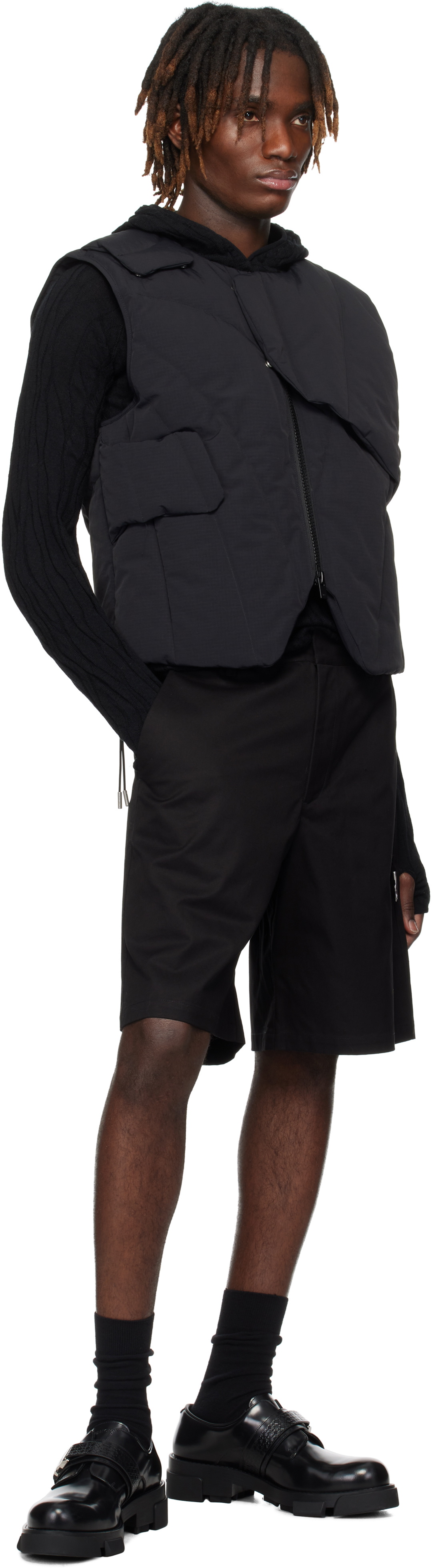 HELIOT EMIL Black Layered Down Vest