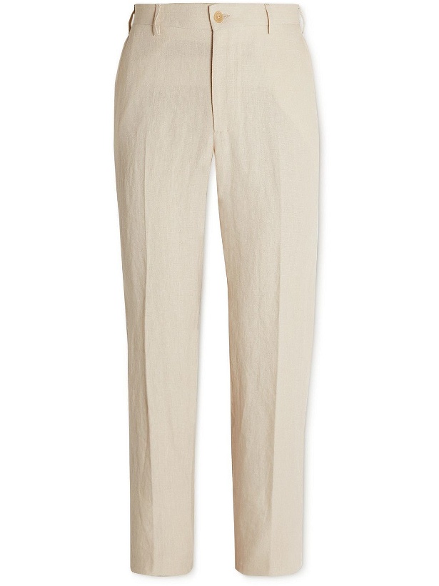 Photo: Anderson & Sheppard - Slim-Fit Linen Trousers - Neutrals