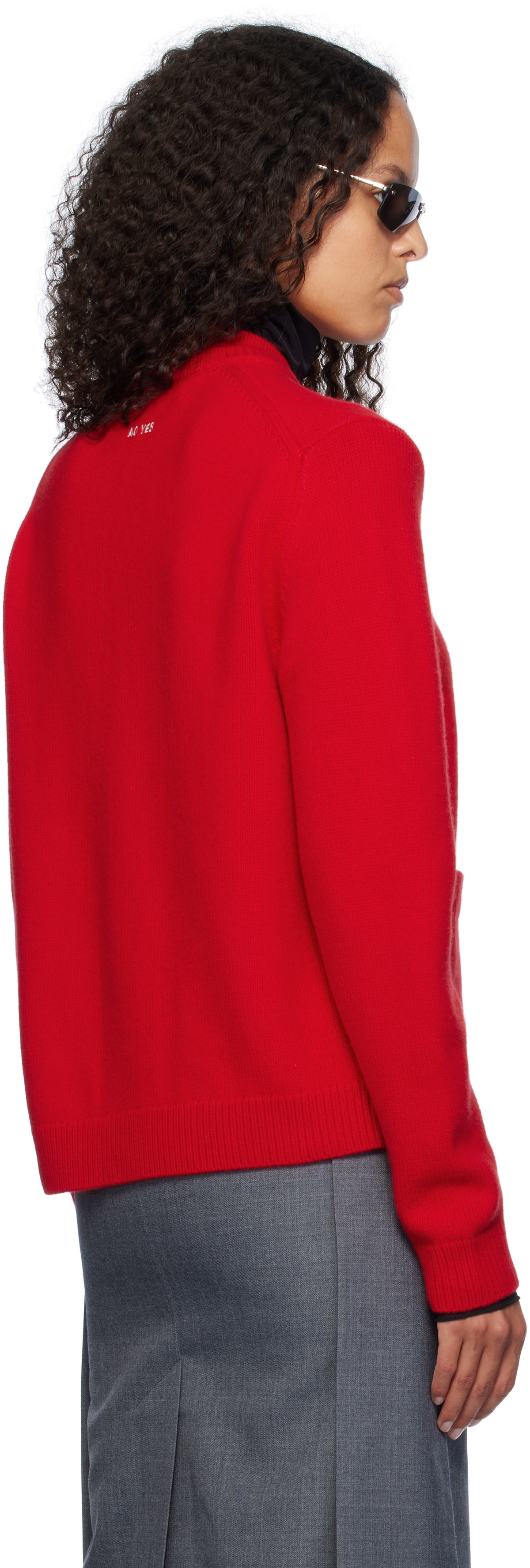 AO Yes Red Ribbon Tie Cardigan