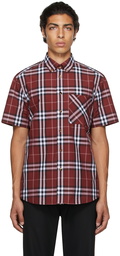 Burberry Red Poplin Check Short Sleeve Shirt