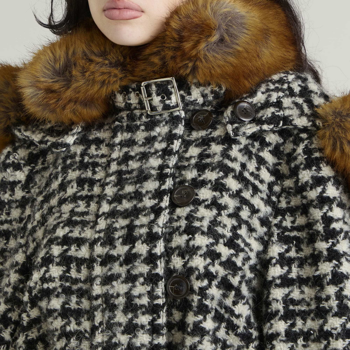 KNWLS Women's BABY Parka Jacket in Houndstooth
