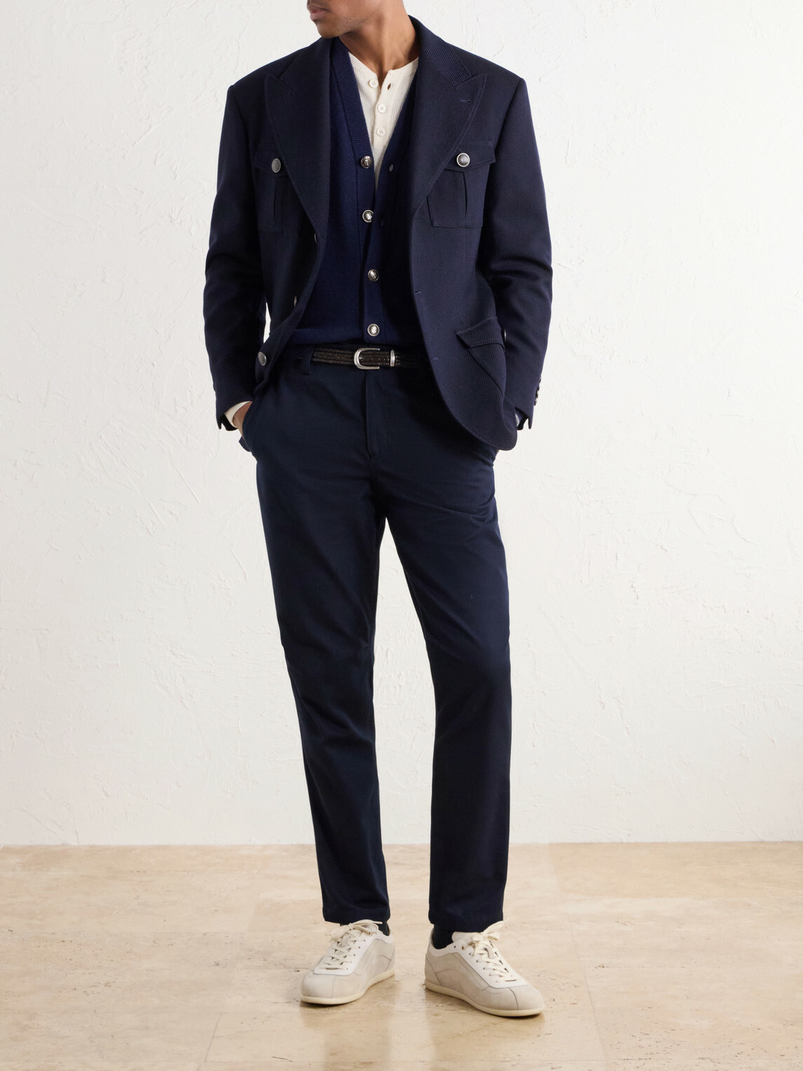 Brunello Cucinelli - Tapered Cotton And Wool-Blend Twill Chinos - Blue