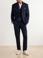Brunello Cucinelli - Tapered Cotton And Wool-Blend Twill Chinos - Blue