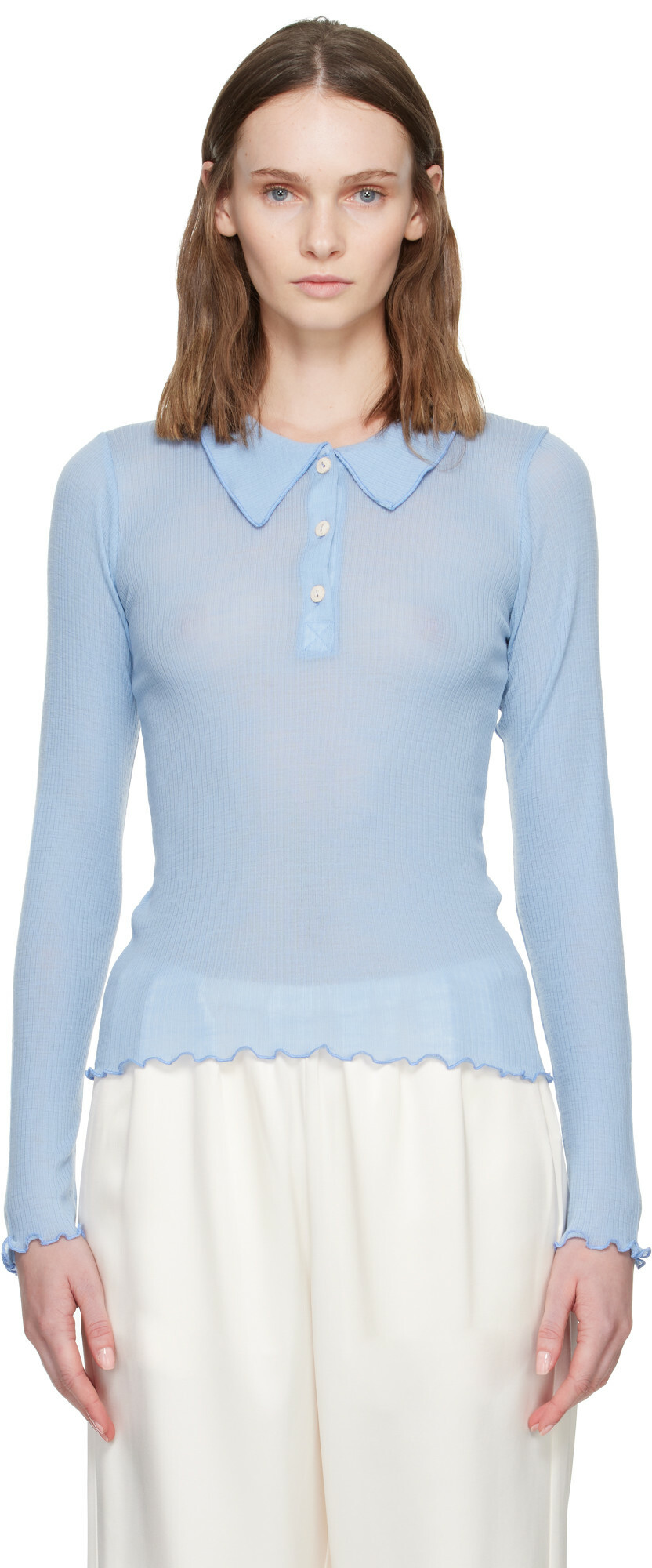 Baserange Blue Dual Long Sleeve Polo