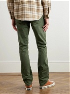 Incotex - Leather-Trimmed Straight-Leg Jeans - Green