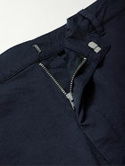 Folk - Tapered Cotton-Blend Seersucker Trousers - Blue