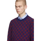 Gucci Blue and Red Wool Sweater