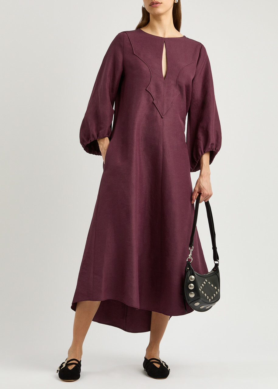 summer burgundy dress Burgundy bridesmaid dress long, formal gown with sleeves, bridesmaid d main image 0