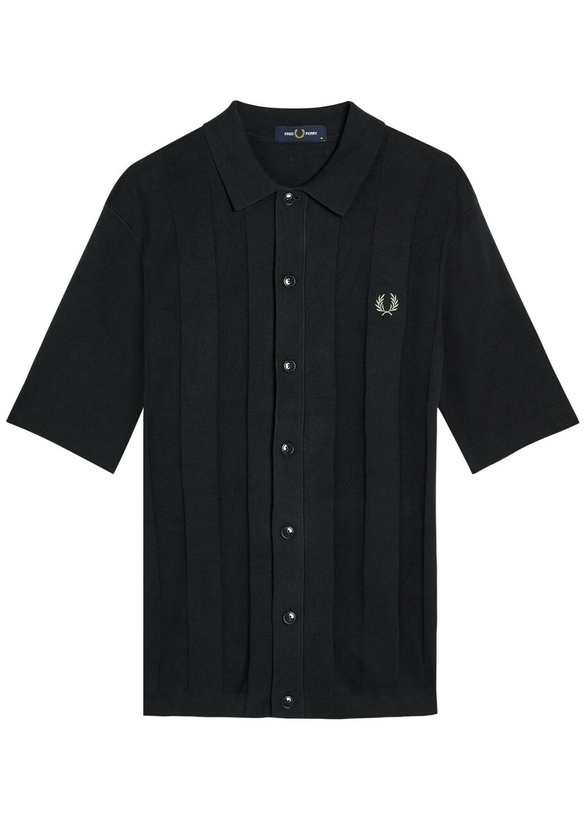 Photo: Fred Perry Logo-embroidered Fine-knit Cotton Shirt Navy