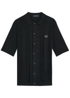 Fred Perry Logo-embroidered Fine-knit Cotton Shirt Navy
