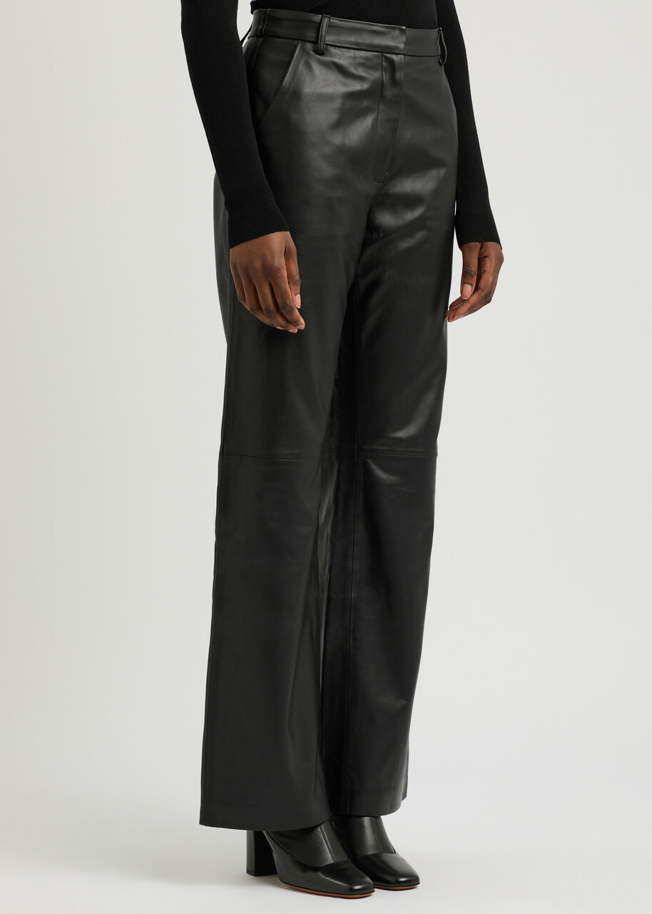 Aexae Straight-leg Leather Trousers Black