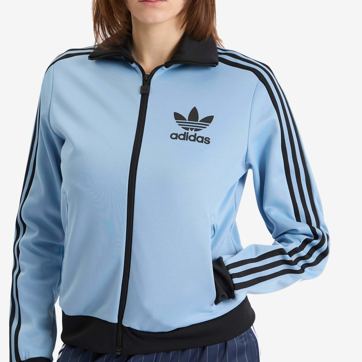 Adidas Women's Beckenbauer Track Top in Ash Blue/Black adidas