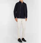 Hugo Boss - Textured-Knit Virgin Wool Half-Zip Sweater - Men - Navy