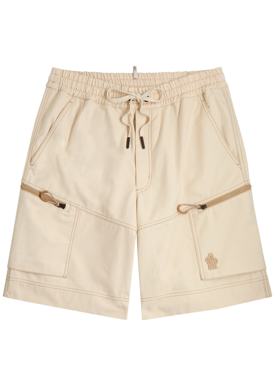 Moncler Grenoble Canvas Cargo Shorts Cream