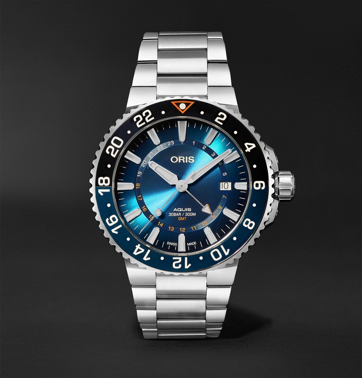Photo: Oris - Aquis Carysfort Reef Limited Edition Automatic 43.5mm Stainless Steel Watch, Ref. No. 01 798 7754 4185-Set MB - Blue