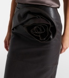Magda Butrym Floral-appliqué leather midi skirt