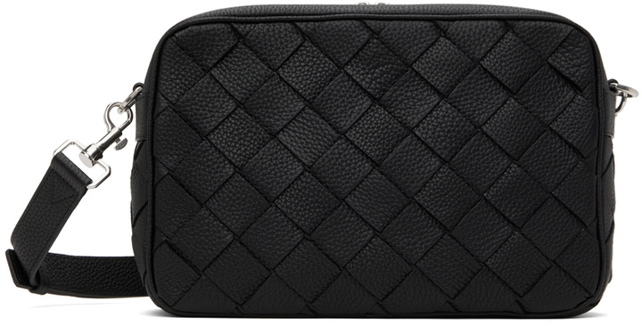 Photo: Bottega Veneta Black Medium Intrecciato Camera Bag