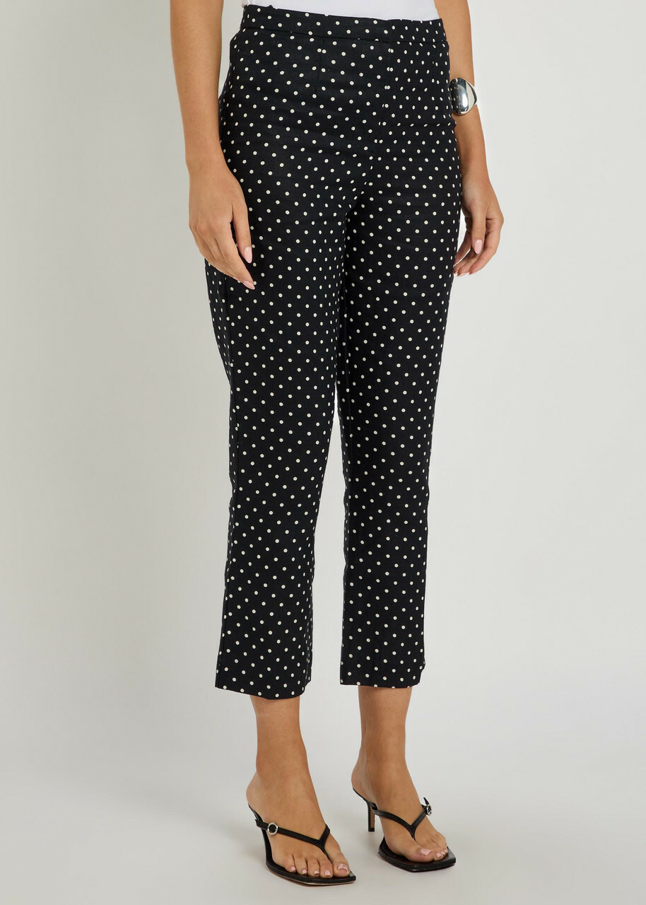 Faithfull The Brand Iria Polka dot Linen Capri Trousers Black And White