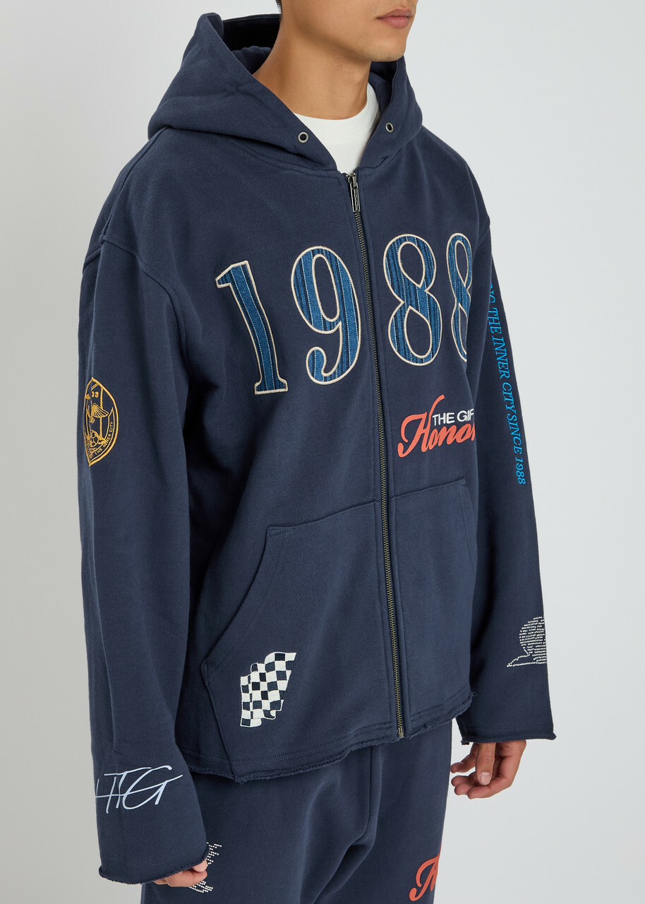 Honor The Gift 1988 Embroidered Hooded Cotton Sweatshirt Navy