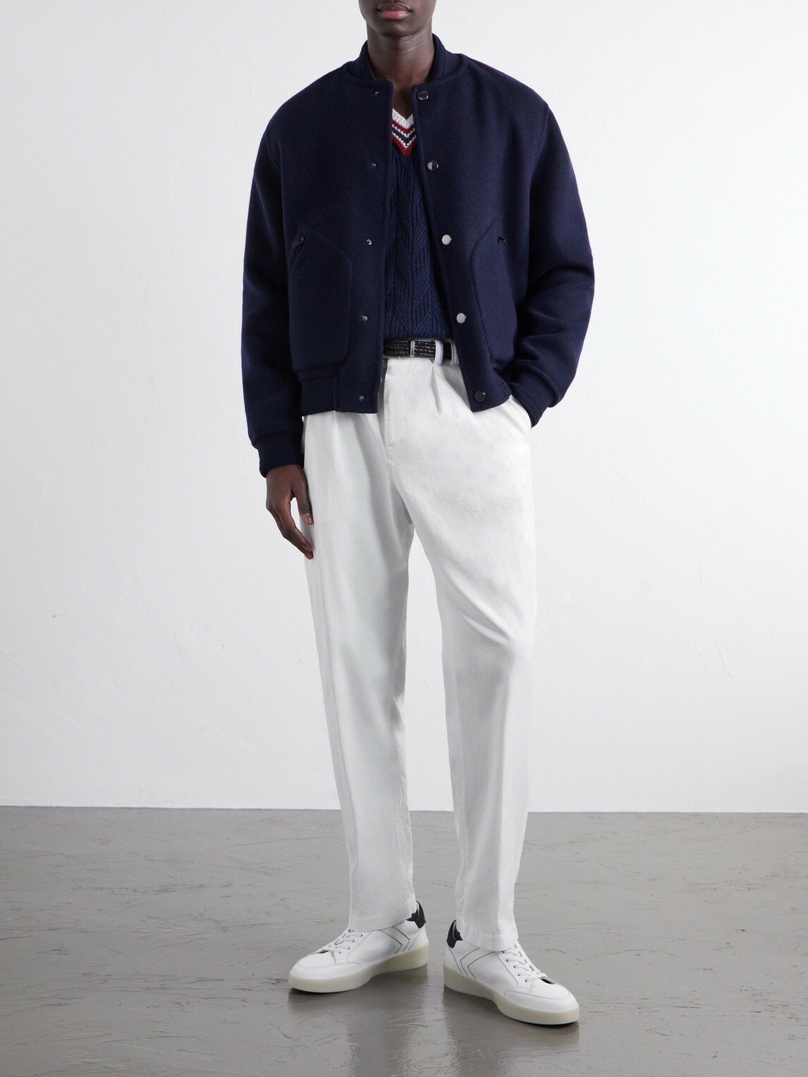 Canali - Tapered Pleated Cotton-Twill Trousers - Neutrals