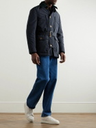 Brunello Cucinelli - Cotton-Corduroy Trimmed Belted Padded Shell Jacket - Blue