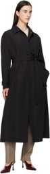 Róhe Black Wool-Nylon Belted Wrap Trench Coat