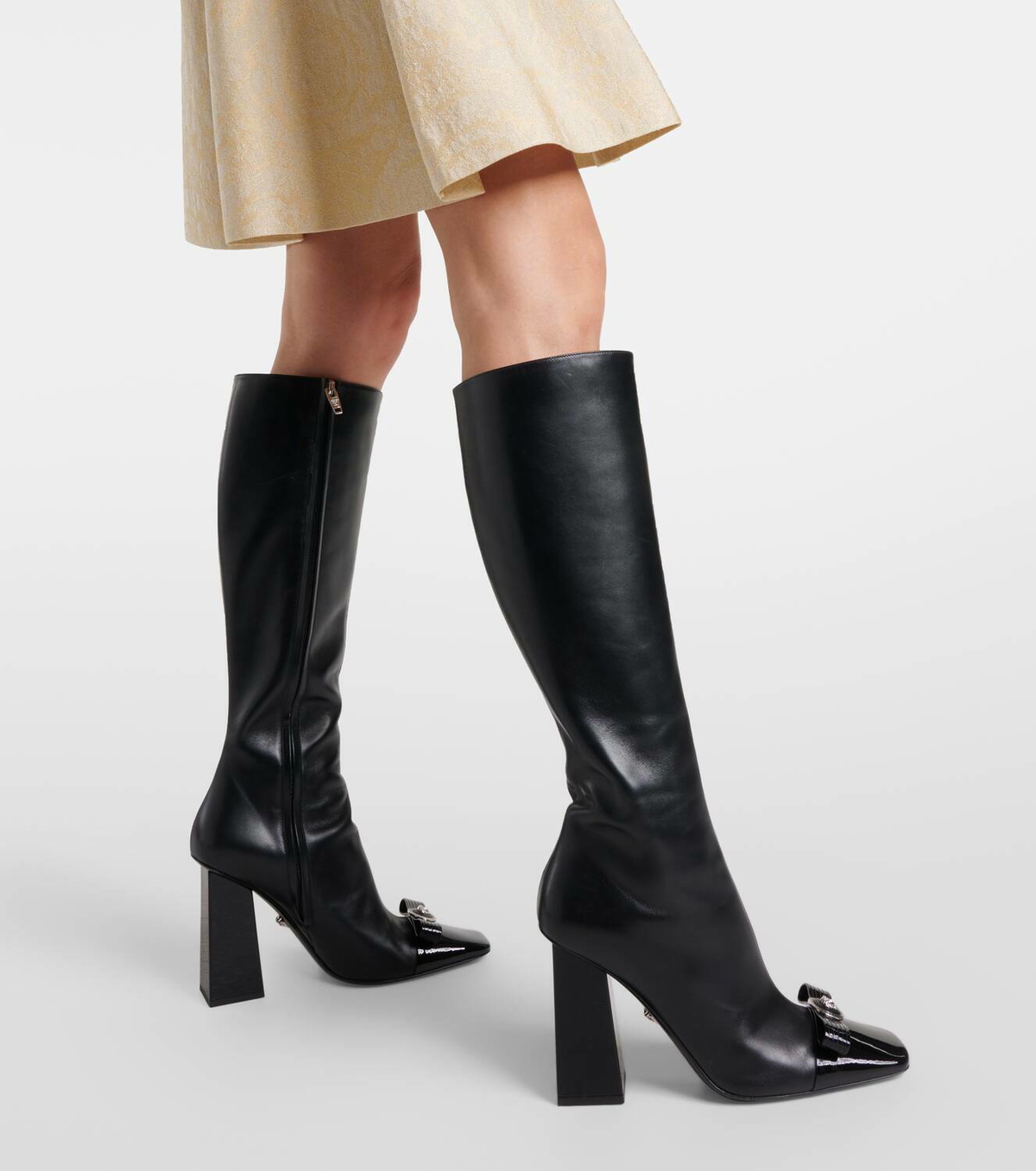 Versace Gianni Ribbon leather knee-high boots Versace