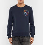 Alexander McQueen - Embroidered Loopback Cotton-Jersey Sweatshirt - Men - Navy