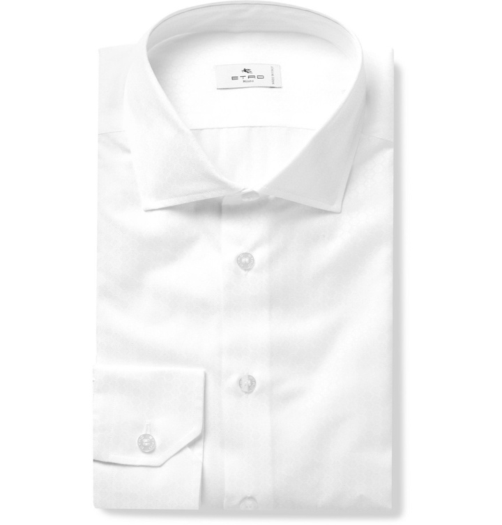 Photo: ETRO - Slim-Fit Cutaway-Collar Cotton-Jacquard Shirt - White