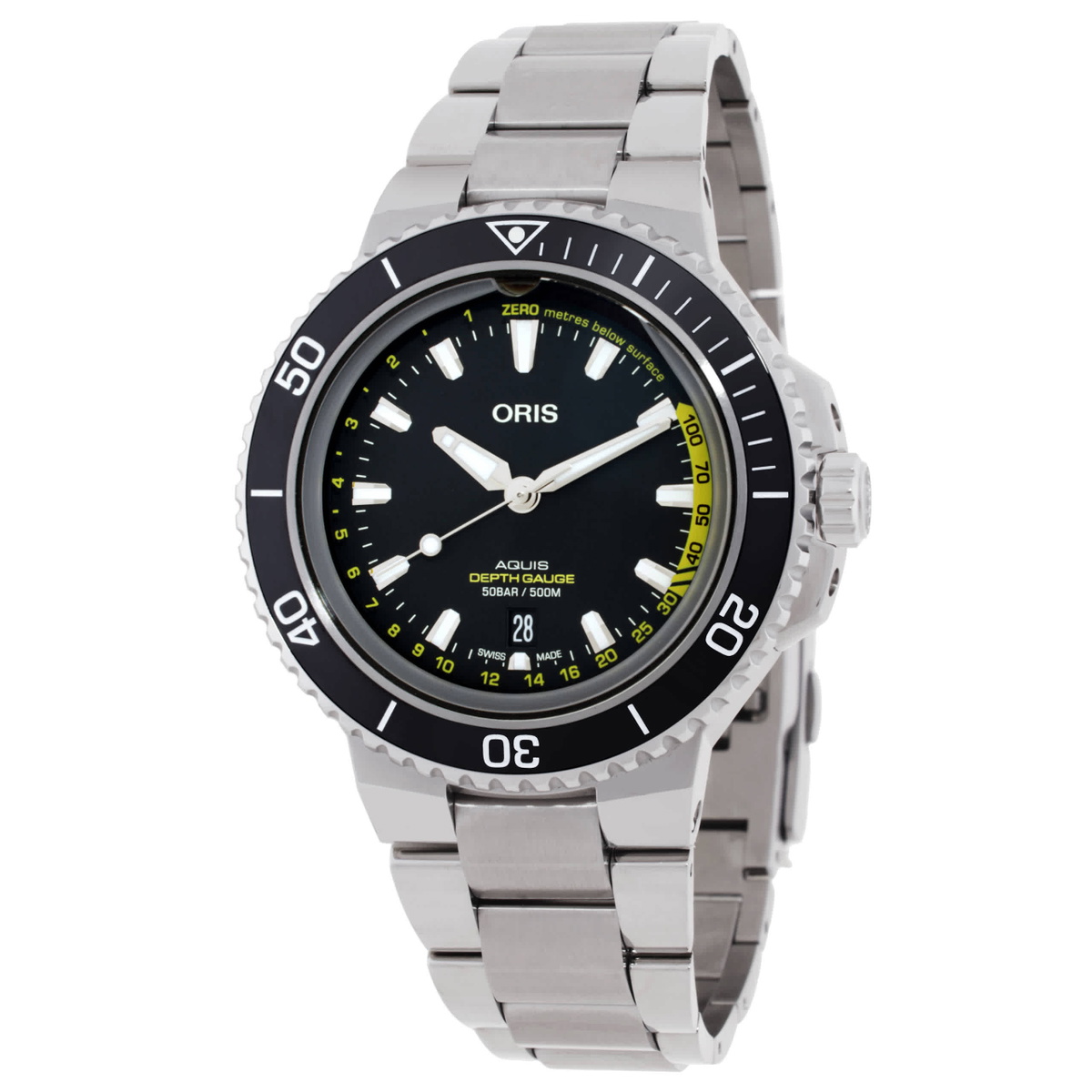 Oris Aquis Depth Gauge Automatic Black Dial Mens Watch 01 733 7755 4154-Set MB